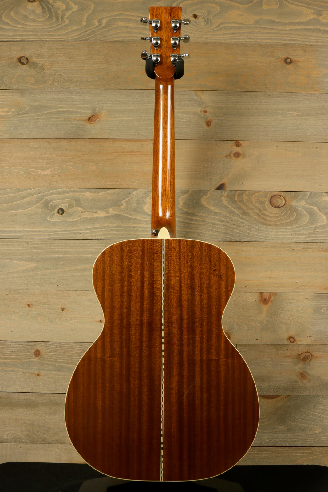 Zager ZAD-50 OM/N Acoustic Electric Guitar Back View with Hardshell Case