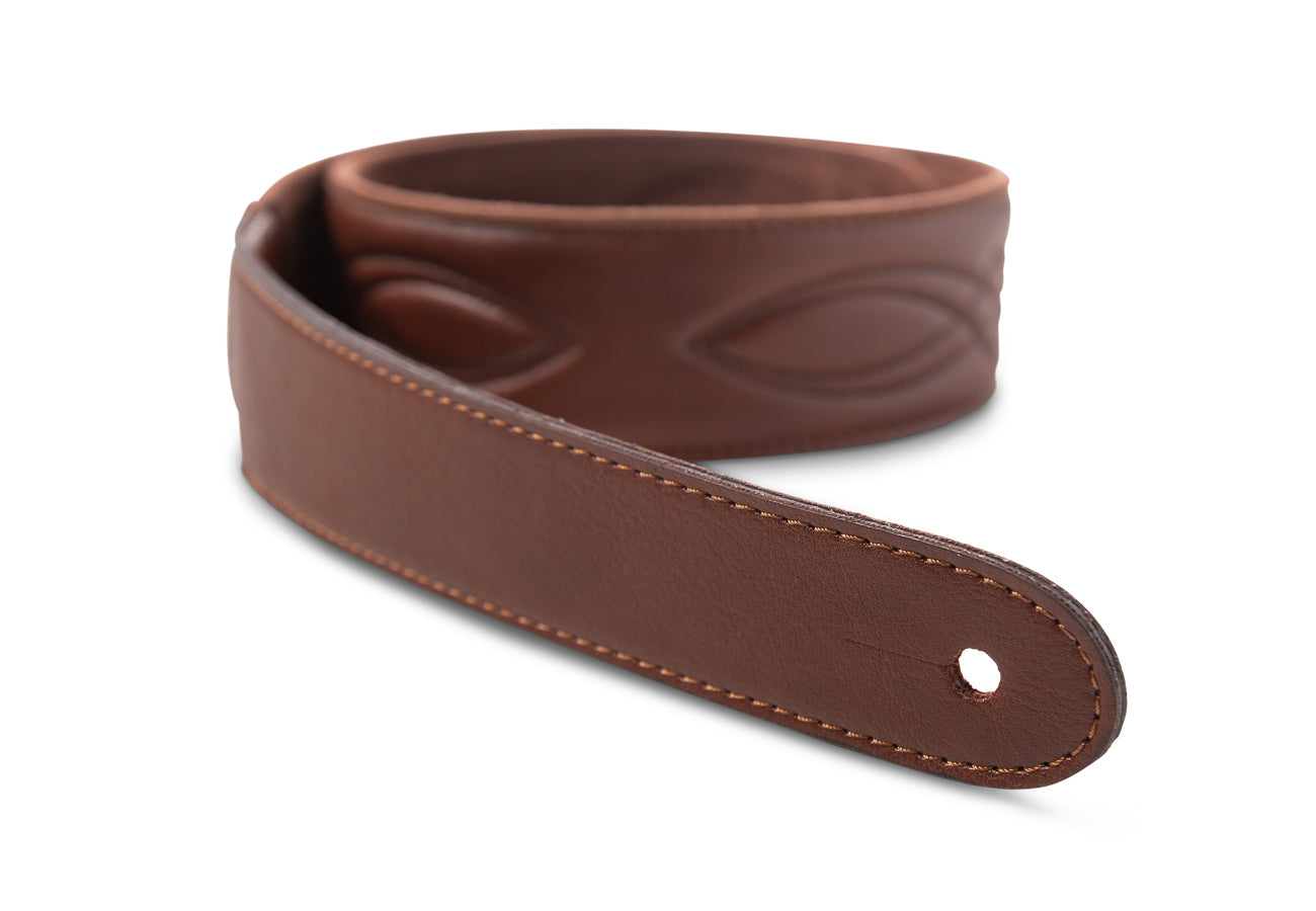 Taylor Vegan Leather Strap,Med Brown w/Stitching 2.0",Embossed Logo