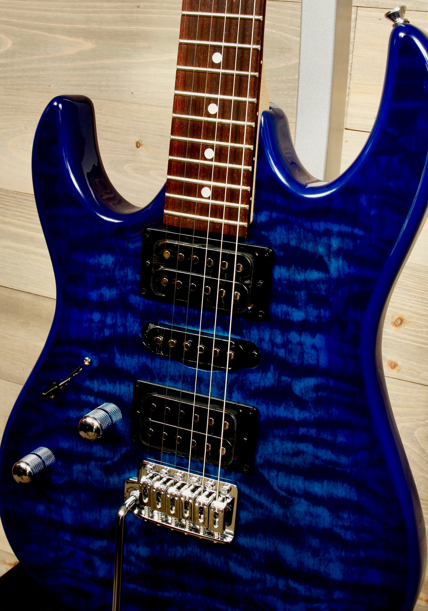 Ibanez GRX70QAL (Left-handed) - Transparent Blue Burst.