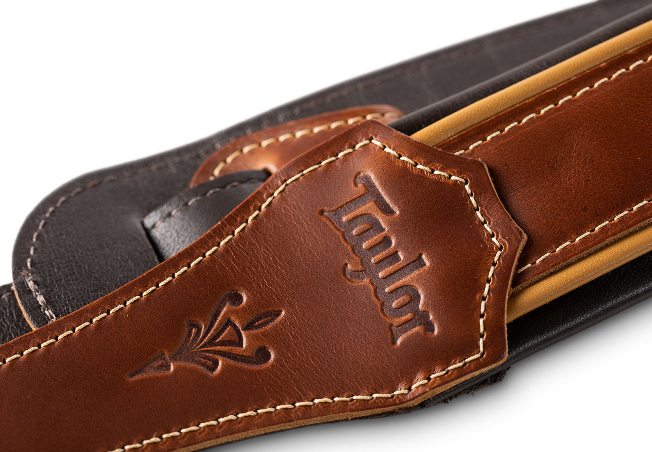 Taylor Century Strap,Med Brown Leather,2.5" Med Brown/Butterscotch/Black