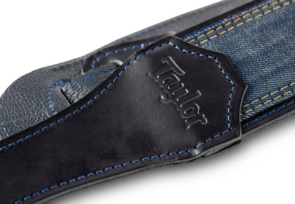 Taylor Blue Denim Strap,Navy Leather Edges,2.5" Embossed Logo
