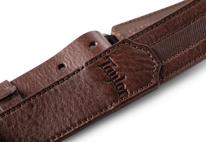 Taylor Slim Leather Strap, Chocolate Brown w/ Engraving,1.50",Embossed Logo