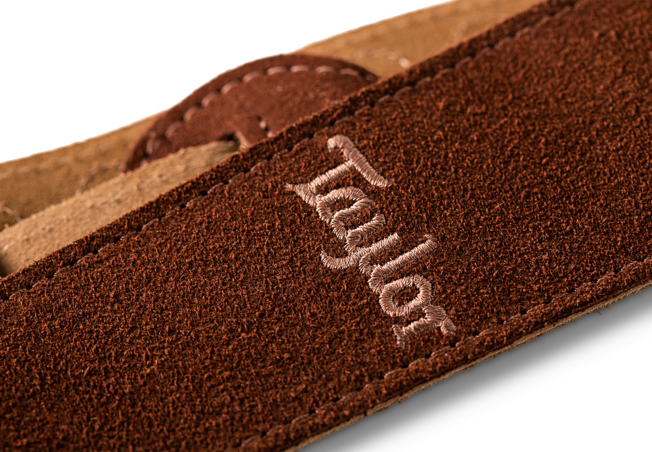 Taylor Strap,Embroidered Suede,Choc,2.5"