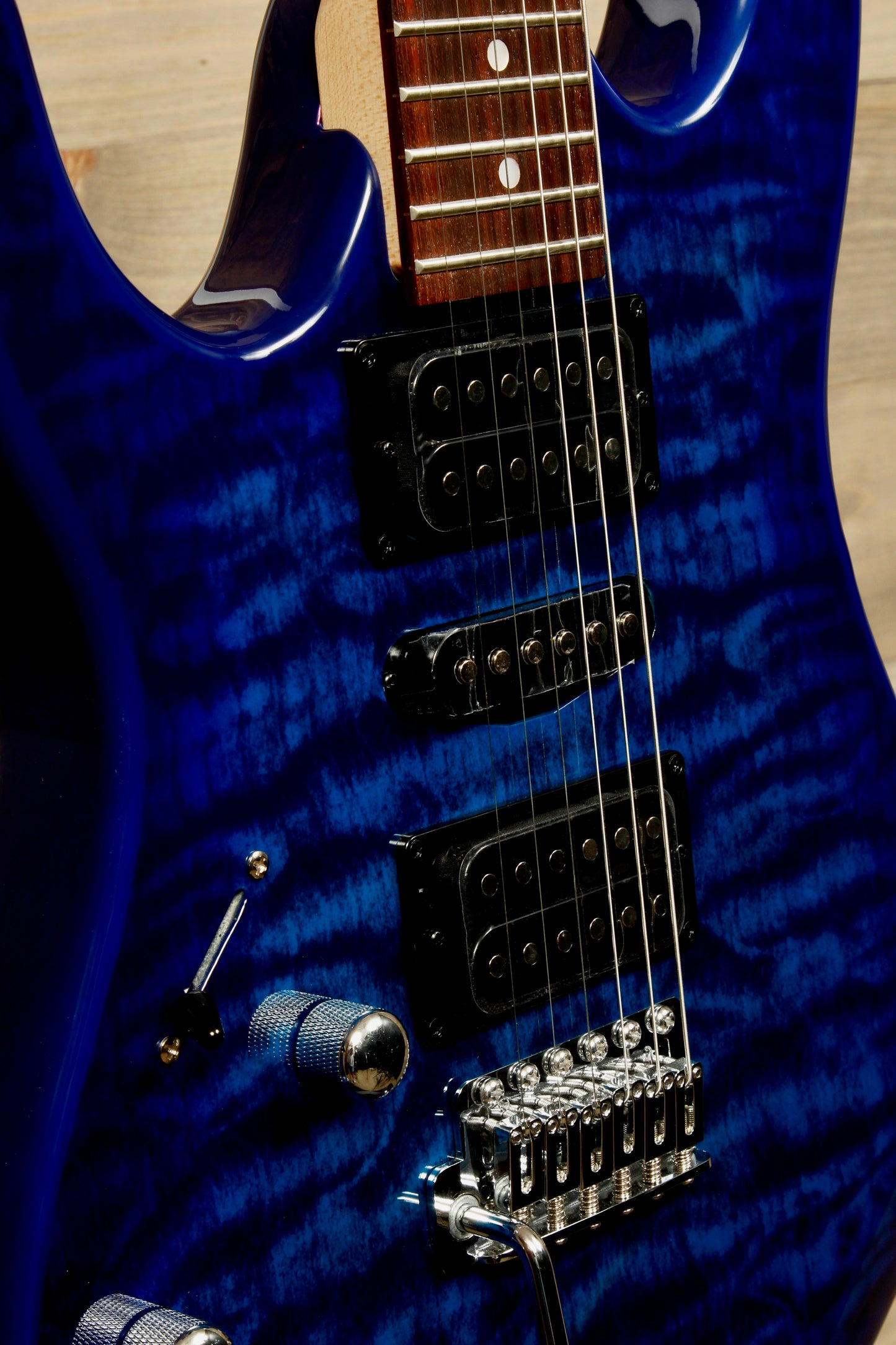 Ibanez GRX70QAL (Left-handed) - Transparent Blue Burst.